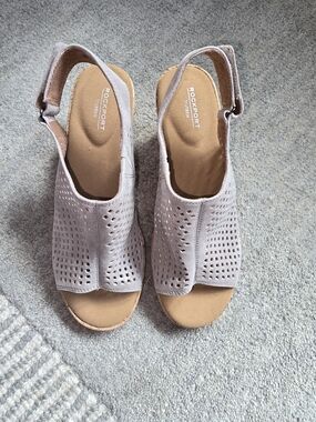 Rockport Womens Perforated Slingback Sandals in Light Gray